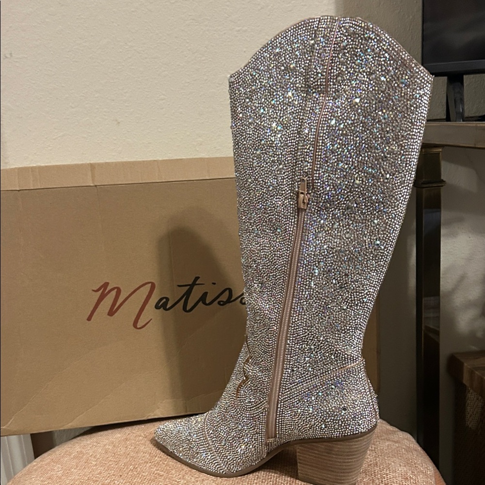 Matisse Blush Crystal Knee-High Western Boot